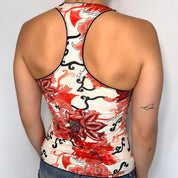 Just Cavalli Red Floral Print Tank Top (XS/S)
