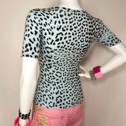 Blumarine Blue Leopard Top (S/M)