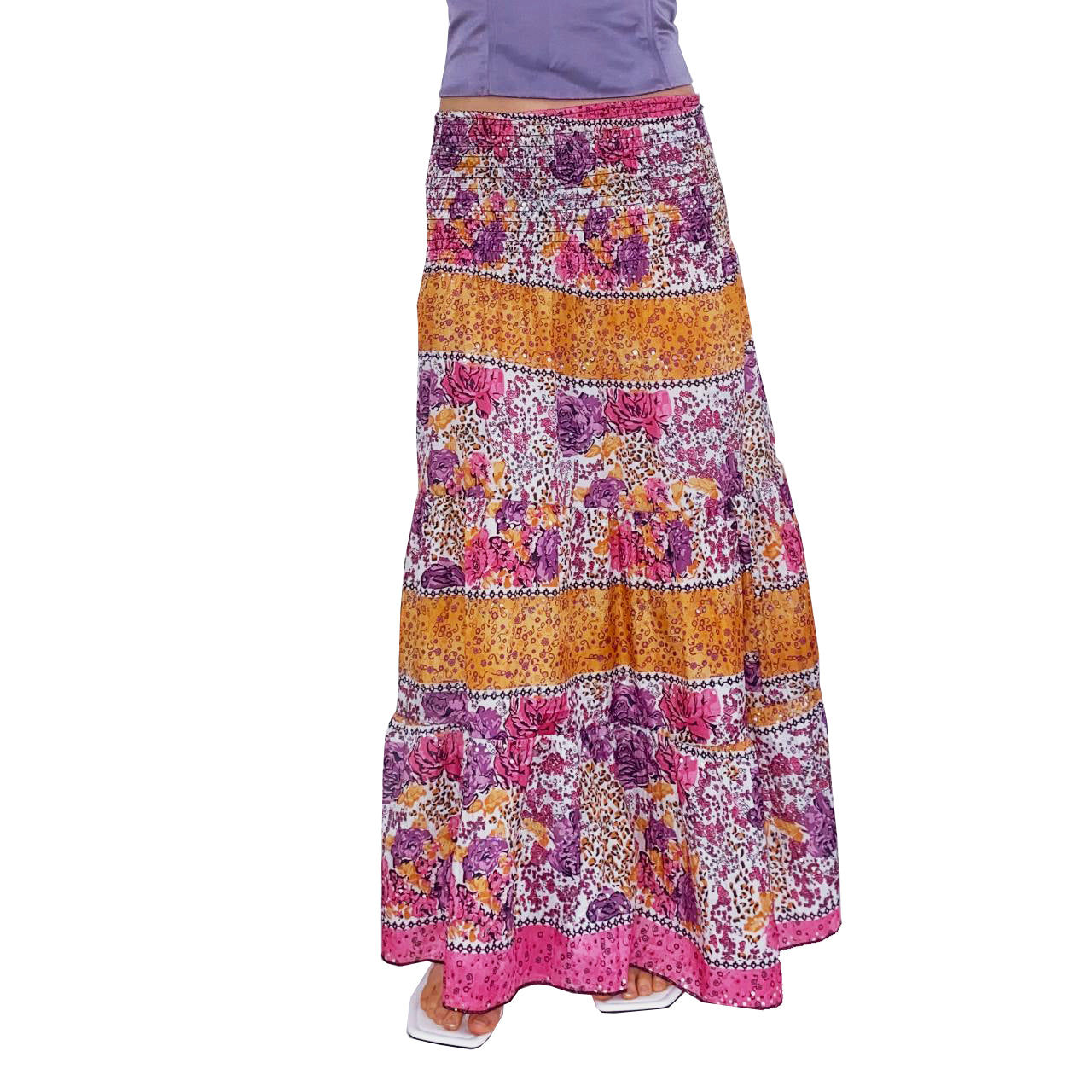 Smocked Sequin Cottage Skirt (M)