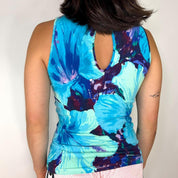Blumarine Y2K Blue Floral Tank Top (S/M)