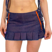 Citrus Frayed Denim Mini Skirt (XS)