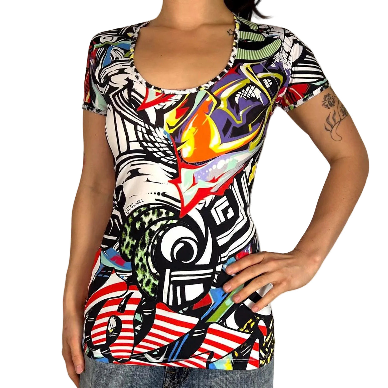 NWT Just Cavalli Graffiti Top (S)