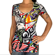 NWT Just Cavalli Graffiti Top (S)