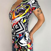 NWT Just Cavalli Graffiti Top (S)