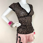 Just Cavalli Mesh Leopard Top (S/M)