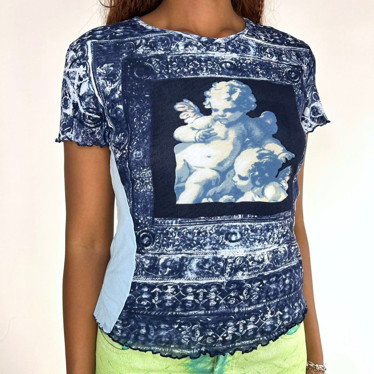 Y2K Euro Blue Cherubs Top (M)