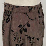 Flocked Velvet Floral Midi Skirt (S)