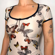 Y2K Roberto Cavalli White Butterfly Top (S/M)