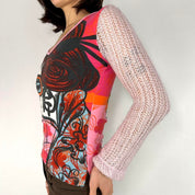 Custo Barcelona Pink Long Sleeve Top (S/M)