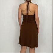 Mocha Brown Halter Dress (S)