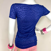 Blumarine Royal Blue Leopard Top (S/M)