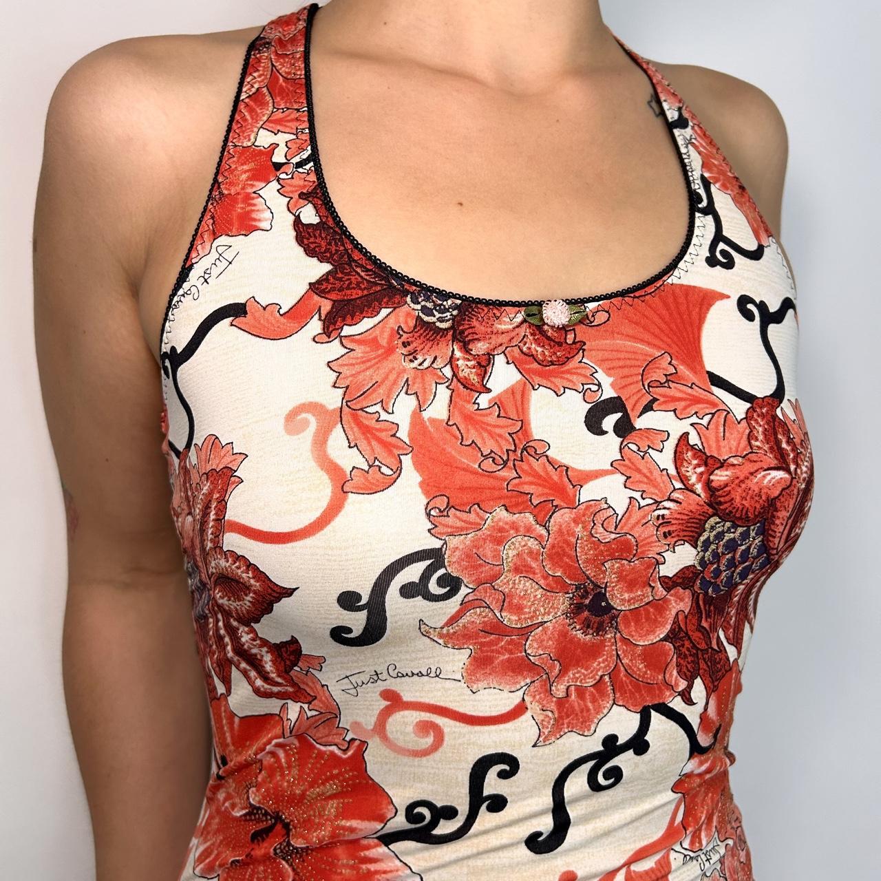 Just Cavalli Red Floral Print Tank Top (XS/S)