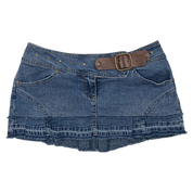 Pleated Denim Mini Skirt (XS)