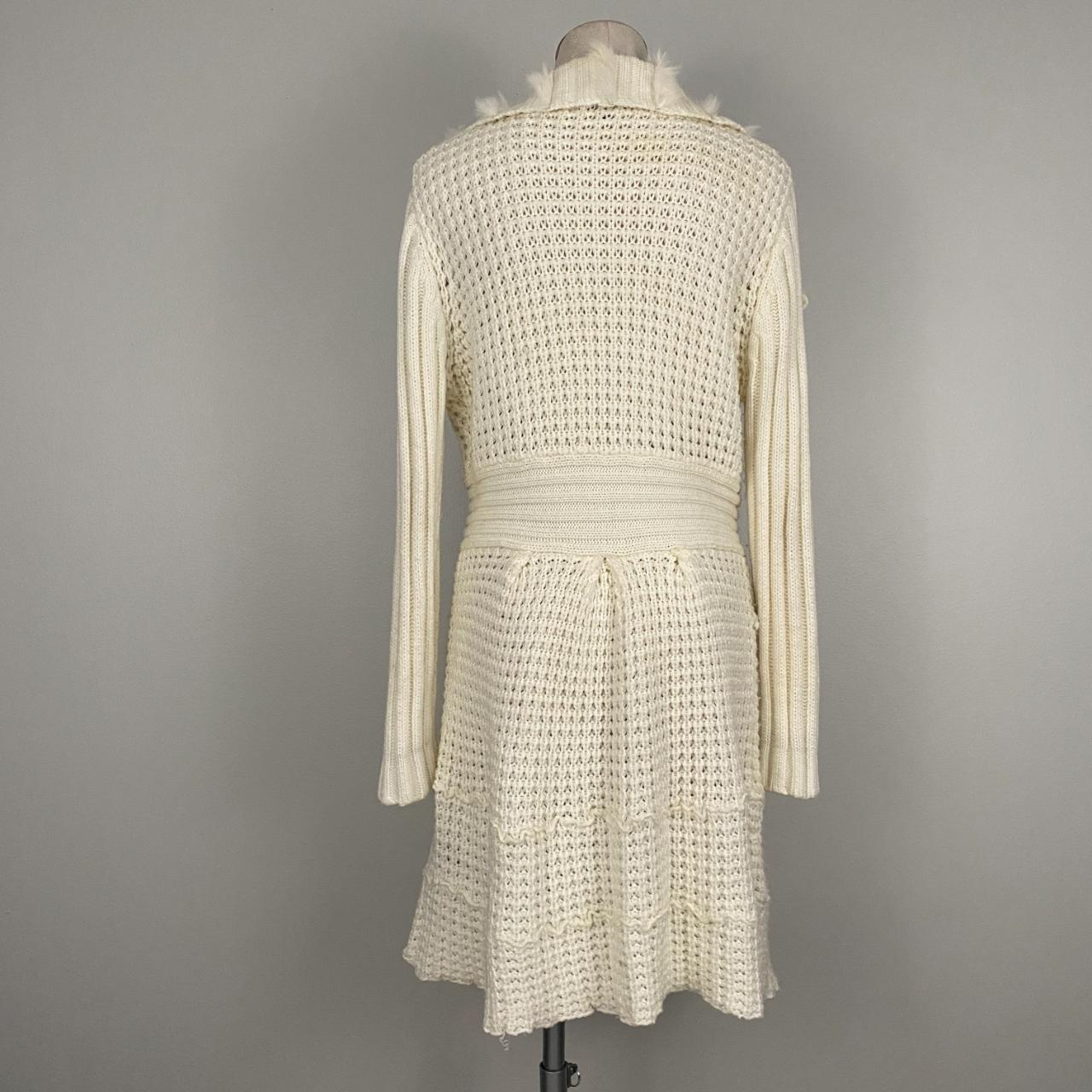Furry White Knit Duster (L)