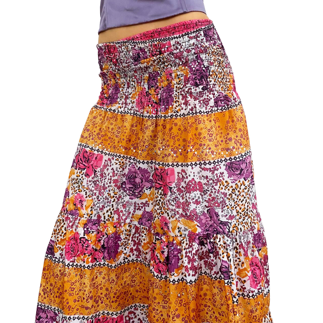 Smocked Sequin Cottage Skirt (M)