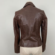 Chocolate Brown Leather Fitted Jacket (S)