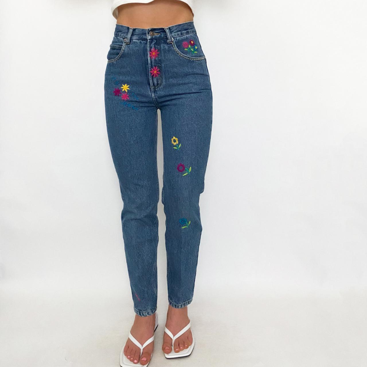Y2K Floral Embroidered Jeans - XS/24