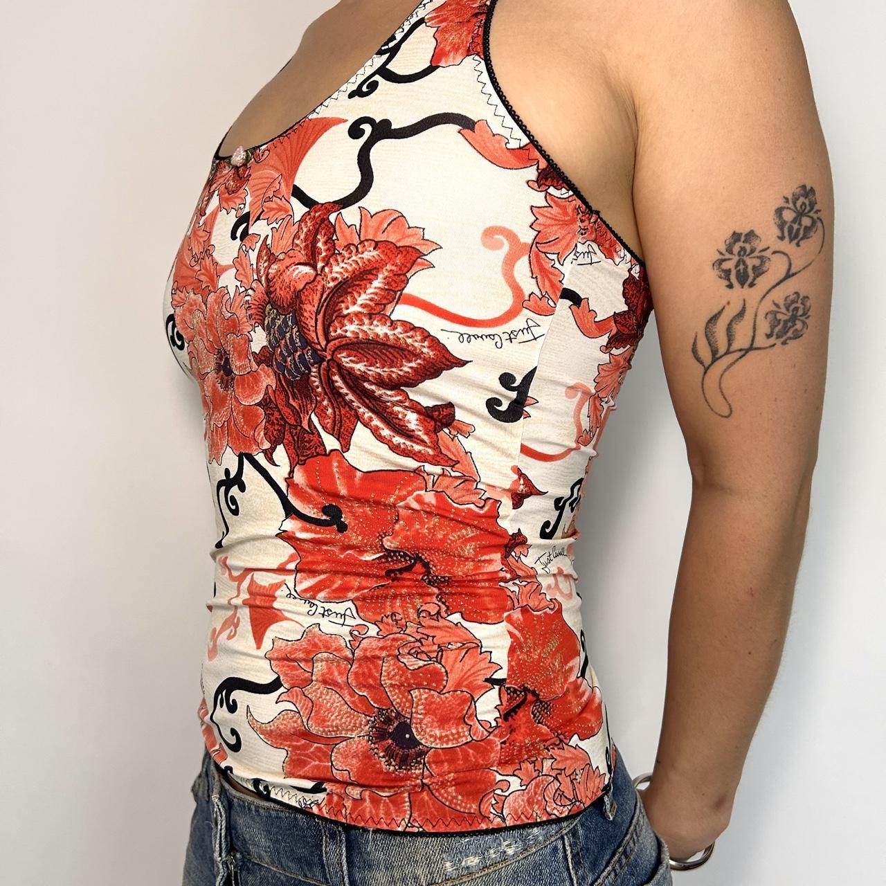 Just Cavalli Red Floral Print Tank Top (XS/S)