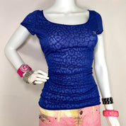 Blumarine Royal Blue Leopard Top (S/M)