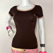 Blumarine Y2K Brown and Pink Top (S/M)