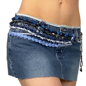 Blue Stone Multi-Layered Chain Belt