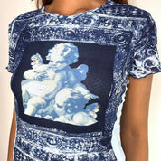 Y2K Euro Blue Cherubs Top (M)
