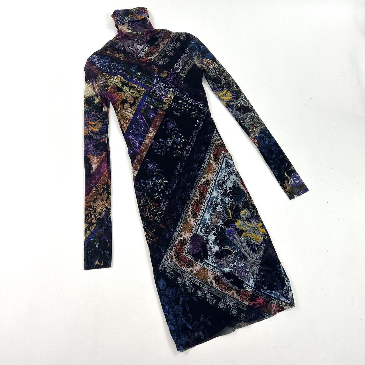 Fuzzi Vintage Patterned Mesh Dress (XS/S)