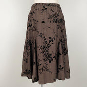 Flocked Velvet Floral Midi Skirt (S)