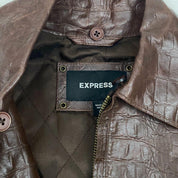 Chocolate Brown Leather Fitted Jacket (S)