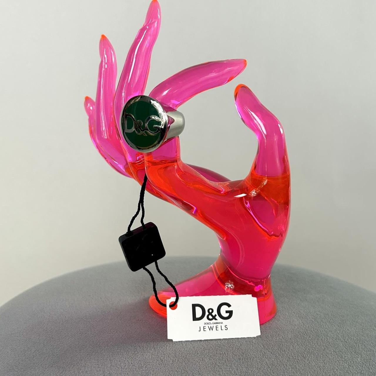NWT D&G Dolce & Gabbana Green Silver Signet Ring (5.5)