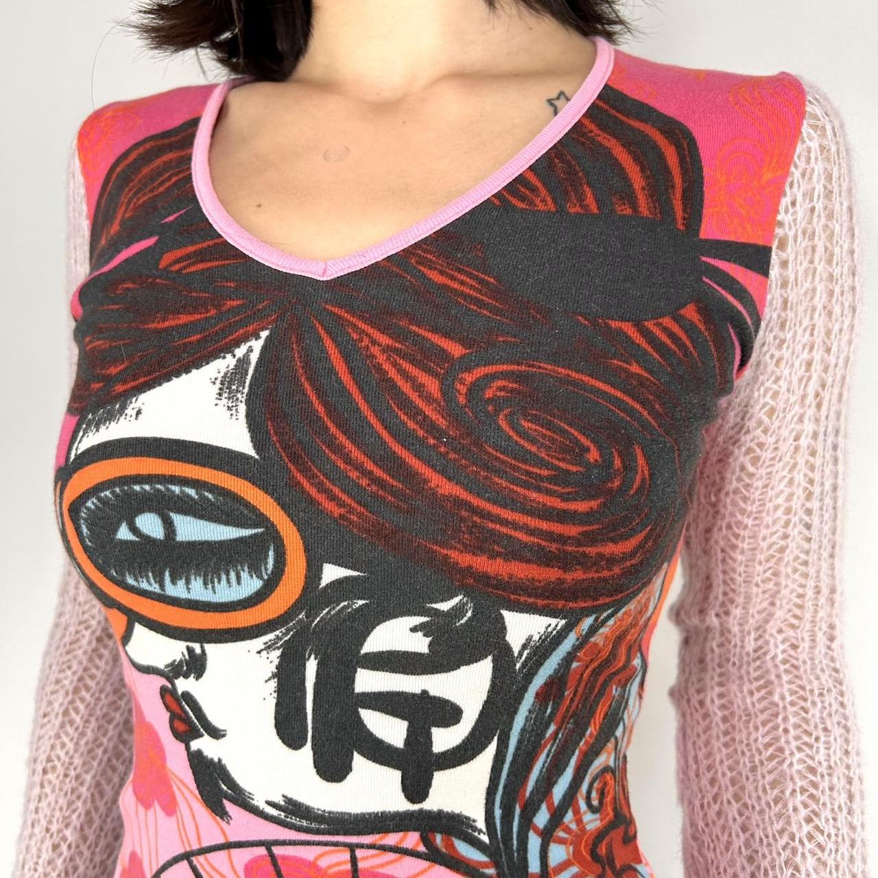 Custo Barcelona Pink Long Sleeve Top (S/M)
