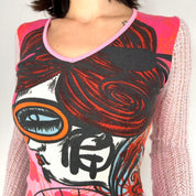 Custo Barcelona Pink Long Sleeve Top (S/M)