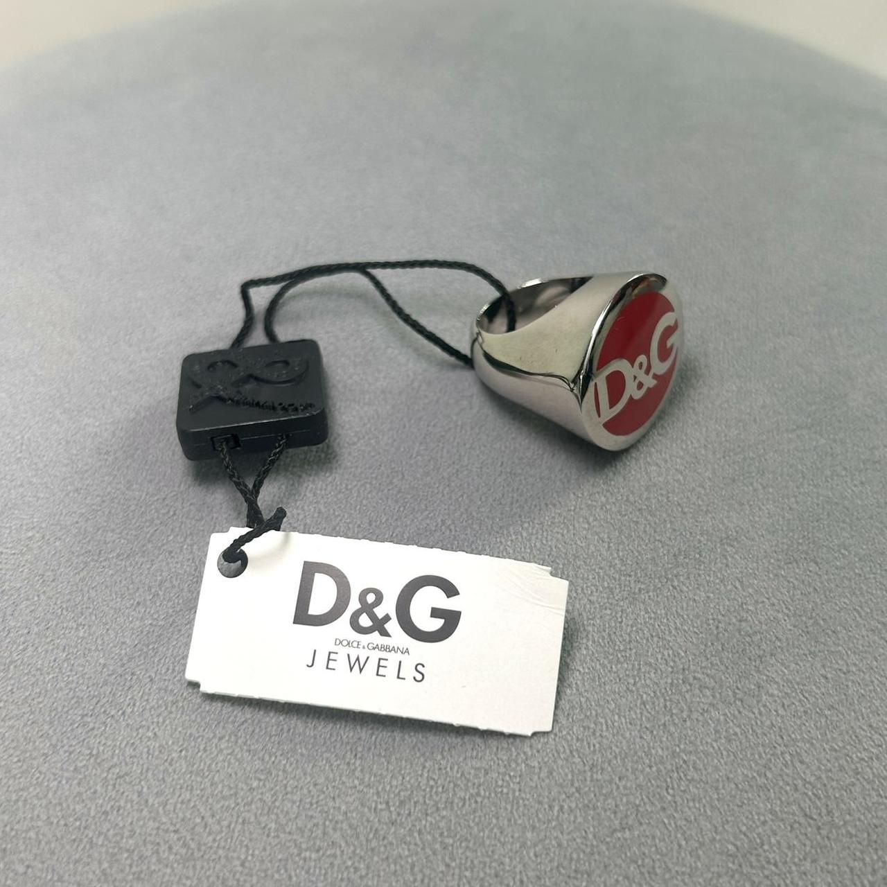 NWT D&G Dolce & Gabbana Red Silver Signet Ring (5.5)