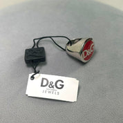 NWT D&G Dolce & Gabbana Red Silver Signet Ring (5.5)