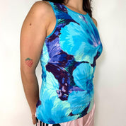 Blumarine Y2K Blue Floral Tank Top (S/M)