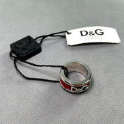 NWT D&G Dolce & Gabbana Red Silver Snakeskin Ring (5)