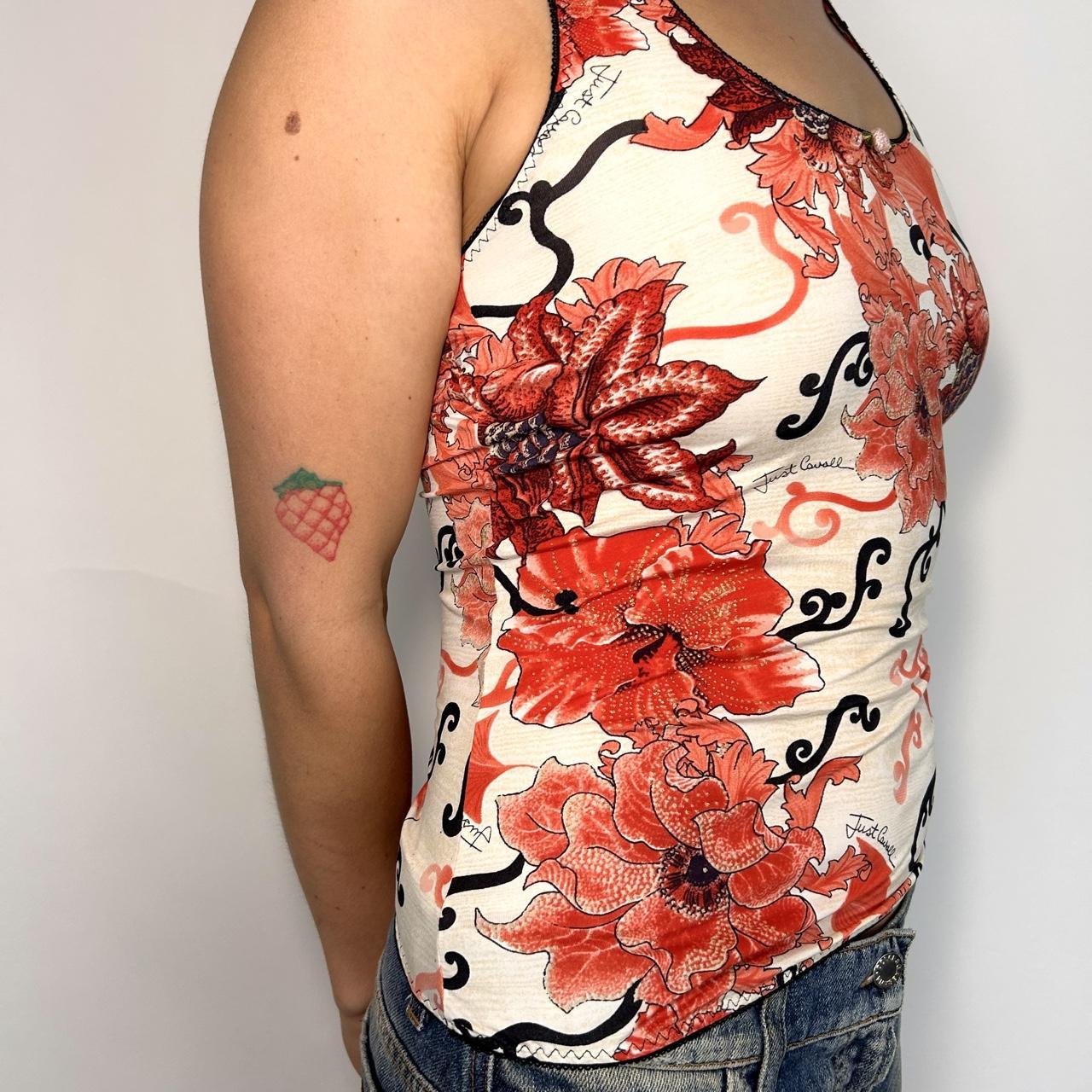 Just Cavalli Red Floral Print Tank Top (XS/S)