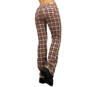2000's Red Plaid Mid-Rise Pants (S)