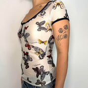 Y2K Roberto Cavalli White Butterfly Top (S/M)