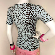 Blumarine Blue Leopard Top (S/M)