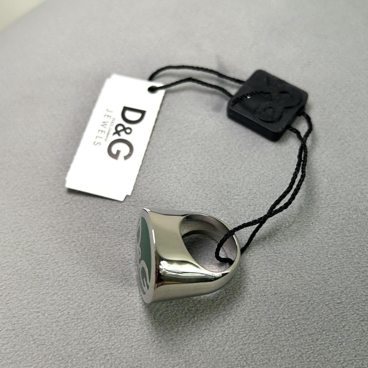 NWT D&G Dolce & Gabbana Green Silver Signet Ring (6.5)