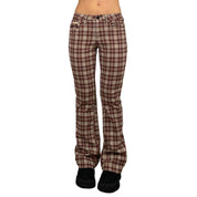 2000's Red Plaid Mid-Rise Pants (S)