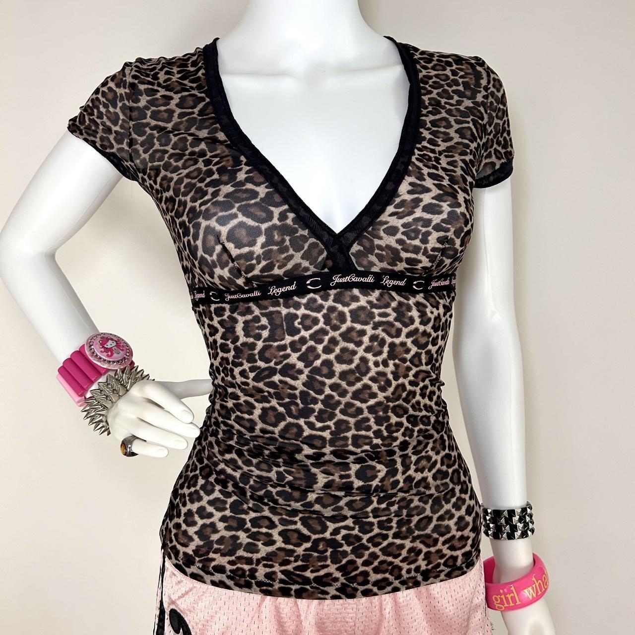 Just Cavalli Mesh Leopard Top (S/M)