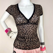 Just Cavalli Mesh Leopard Top (S/M)