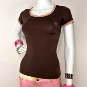Blumarine Y2K Brown and Pink Top (S/M)