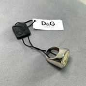 NWT D&G Dolce & Gabbana White Silver Signet Ring (5.5)