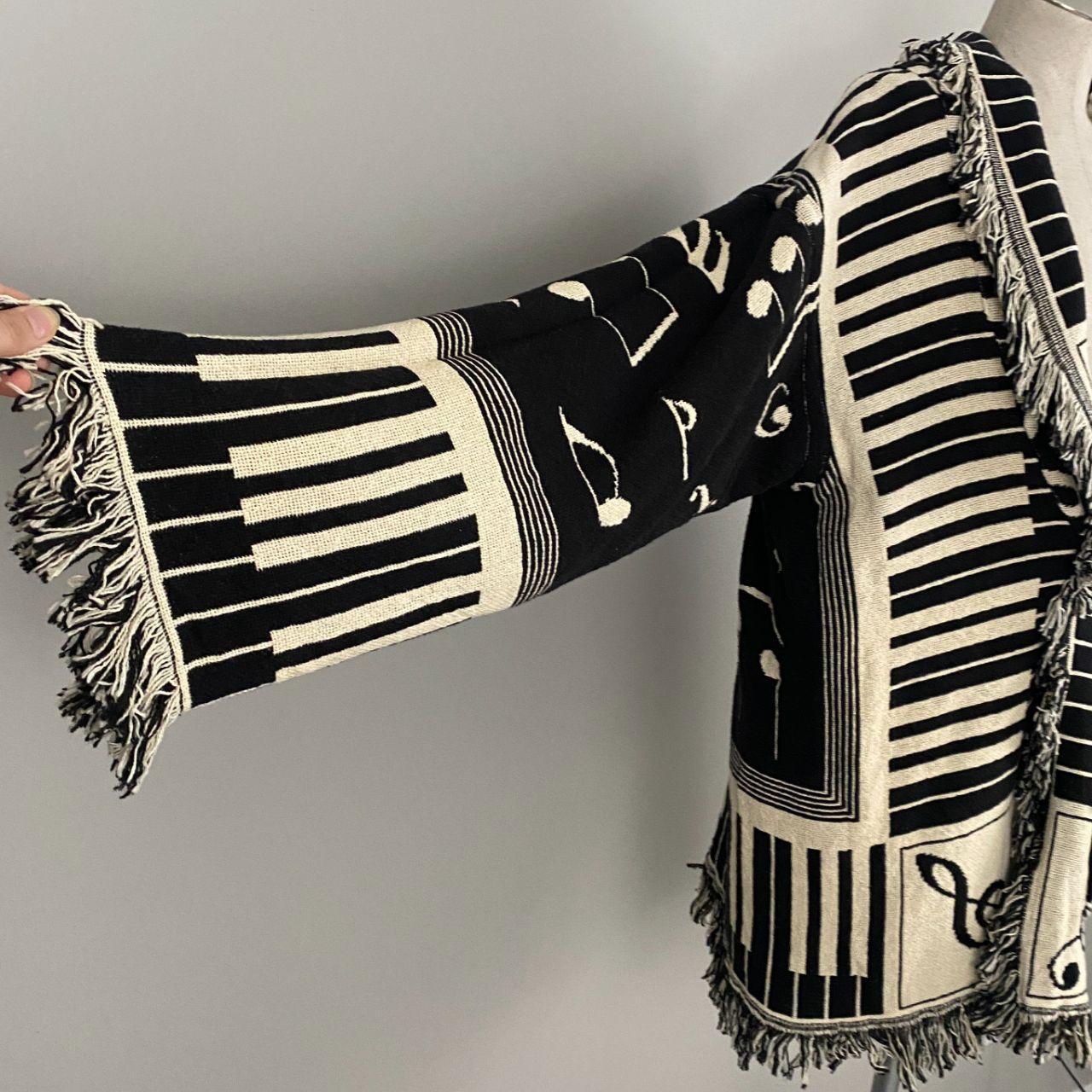 Piano Keys Reversible Tapestry Sweater Jacket (L)