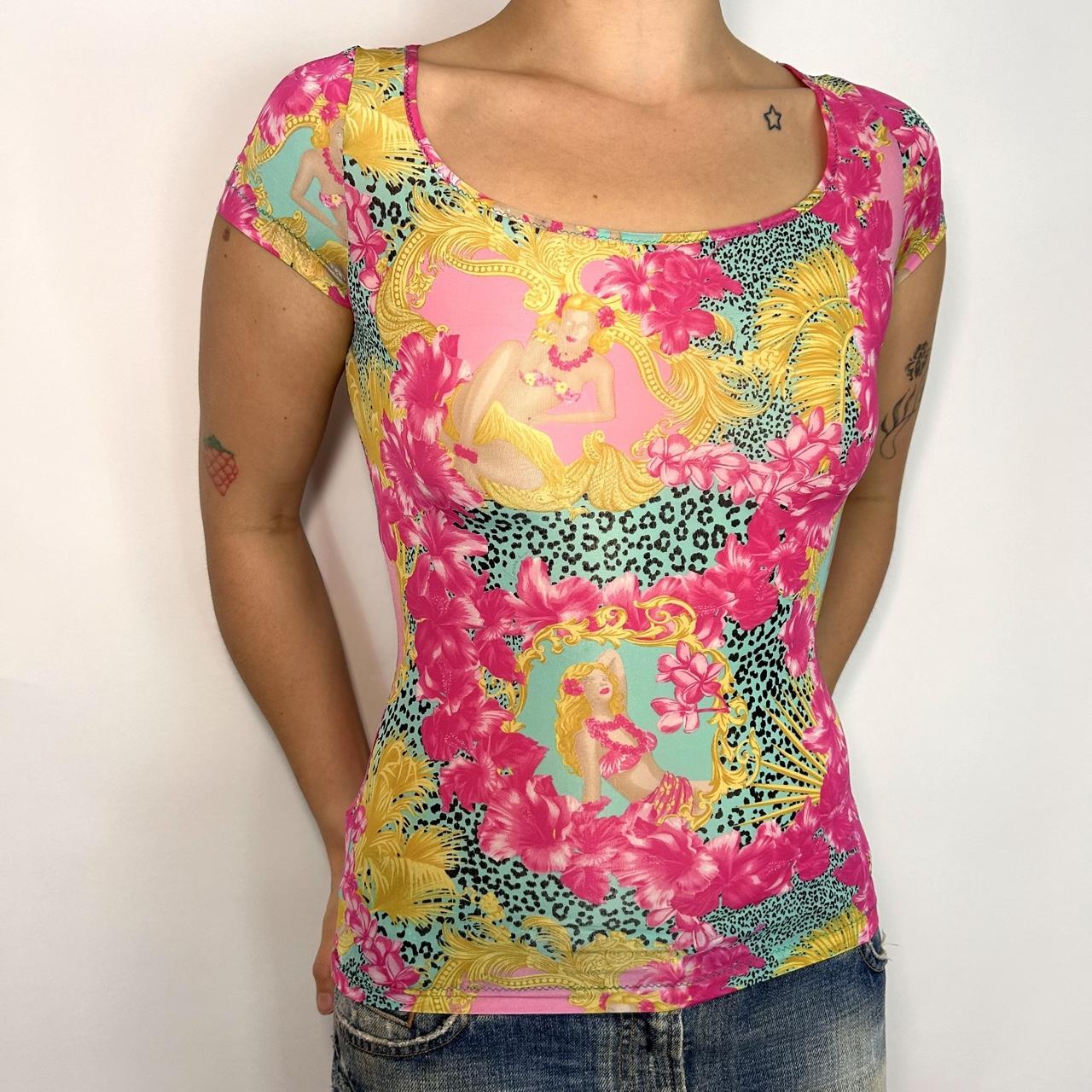 Versace Baroque Tropical Leopard Top (S/M)