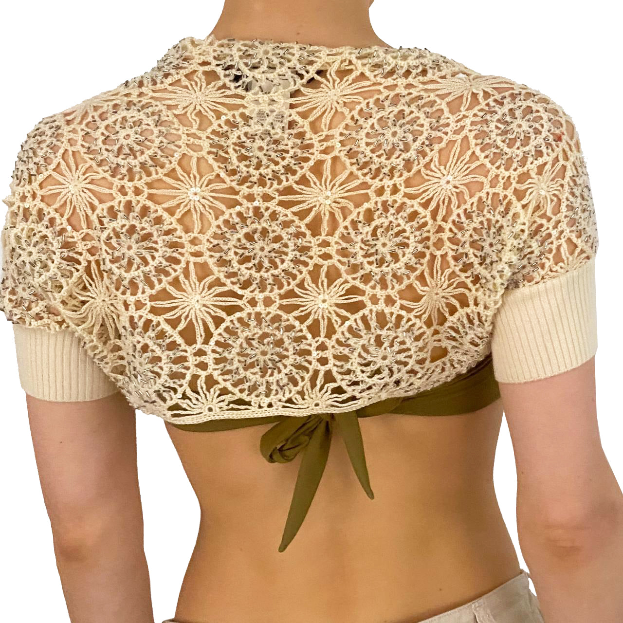 Beaded Crochet Shrug (S)