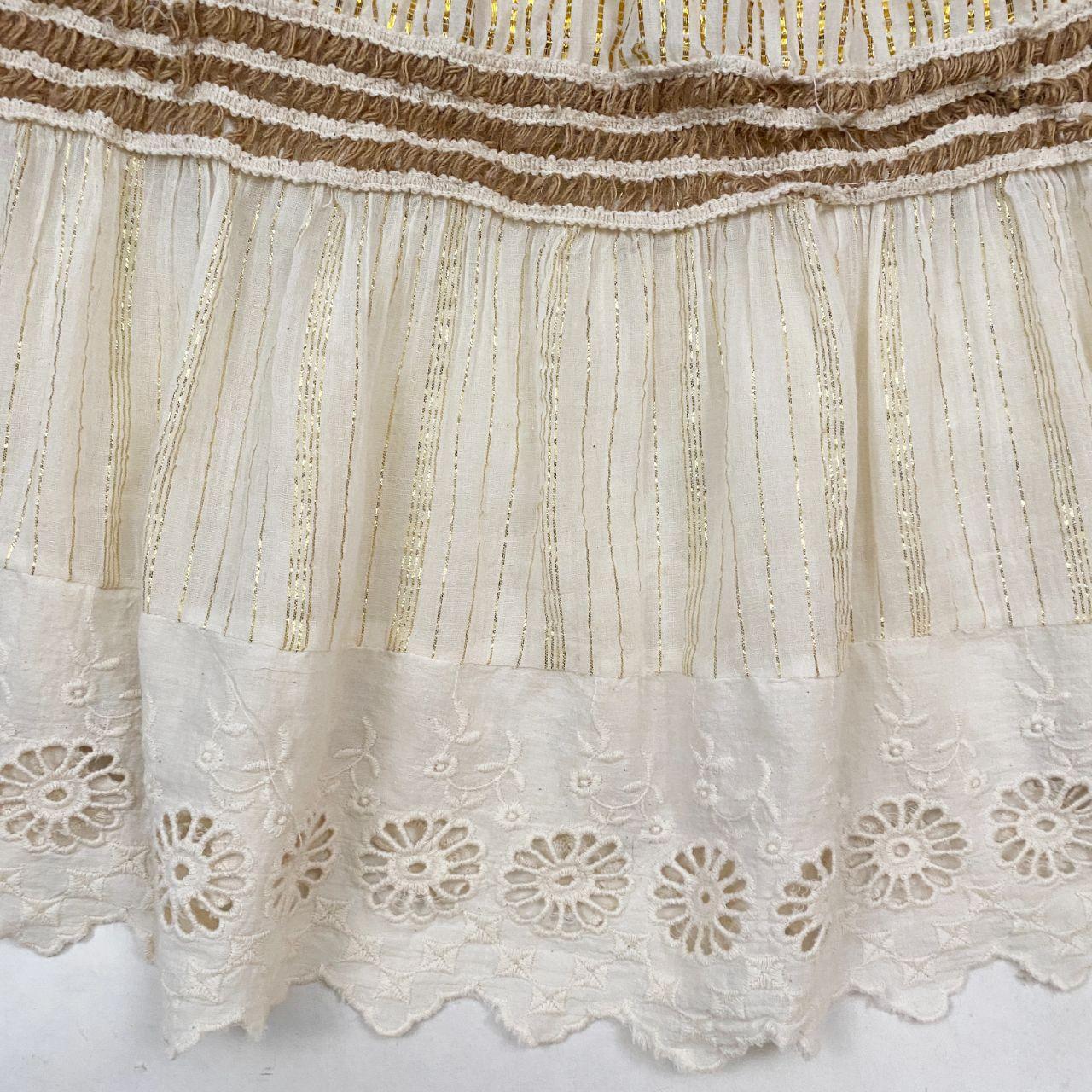 Creamy & Metallic Maxi Skirt (S/M)